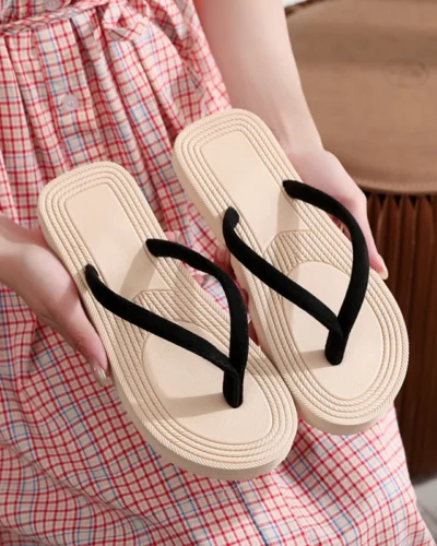 Fashion Lady Slippers Shoes Retro Women Summer Flip Flops Casual Slippers Flat Sandals Beach Open Toe Flat Slippers Slides