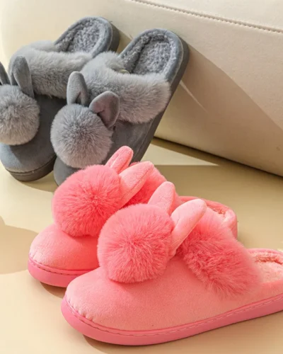 Pallene Warm Fuzzy Fluffy Slippers For Women 2024 Winter New Indoor Non-slip Plush Slides Indoor Soft Comfort Home Cotton Shoes