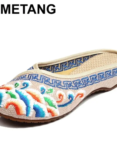 TIMETANG Handmade  Flower Embroidery Slippers Summer Fashion Women Chinese Style Casual Shoes Woman Breathable Flip Flops E183