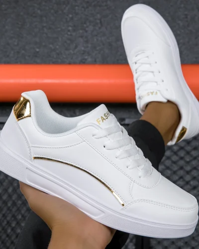 Women's White Shoes Spring Autumn Outdoor Flat Casual Sports Shoes Men New EVA Sole Lace Up Round Toe Fashionable Office Shoes