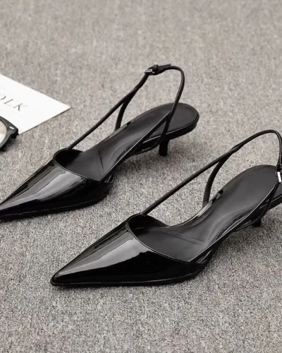 Women Pointed Toe Heels Shoes Sandals 2024 Dress Party Fashion Summer Slippers New Walking Flip Flops Pumps  Slides