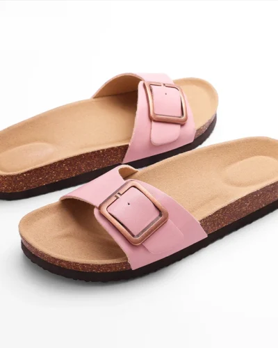 Evshine Cork Footbed Flat Slippers Fashion Flip Flops Women Outdoor Beach Shoes With Arch Support Women's Summer Clogs Sandals
