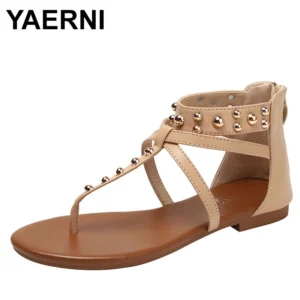 Women Sandals Vintage Fashion Flat Bottomed High Top Casual Toe Sandwich Beach Bohemian Anti-skid Flip-flops Summer Women Shoes