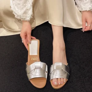 2024 Women's Slippers Open Toe Flat Women's Casual Slippers Women's Summer Shallow Sandals Brown Black