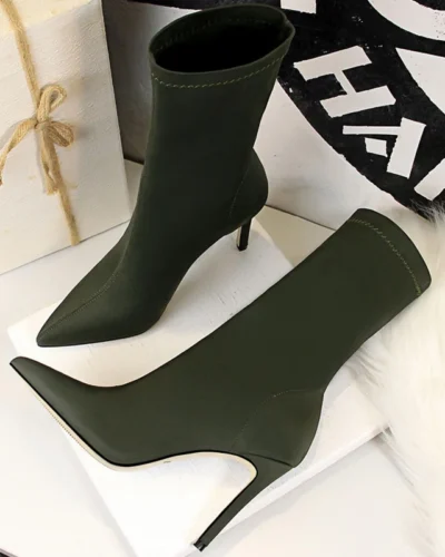 BIGTREE Shoes Women Boots Fashion Ankle Boots Pointed Toe Stretch Boots Autumn Stiletto Socks Boots High Heels Ladies Shoes 2025