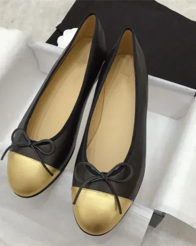 2025 Spring New Round Head Bow Flat Bottom Ballet Single Shoe Shallow Mouth Women's Shoe