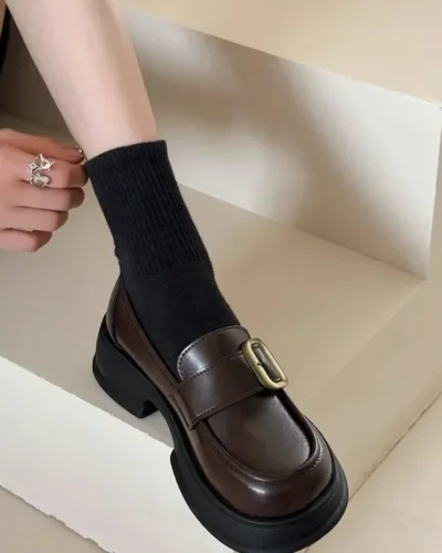 Women's Soft Leather Shoes Thick Sole British Style Flats New Spring Summer Collection Jk Uniform Loafers Chaussure Femme Mujer