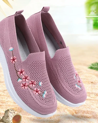 Shoes Women Sneakers Mesh Breathable Floral Comfort Mother Soft Solid Color Fashion Female Footwear Lightweight Shoes for Women