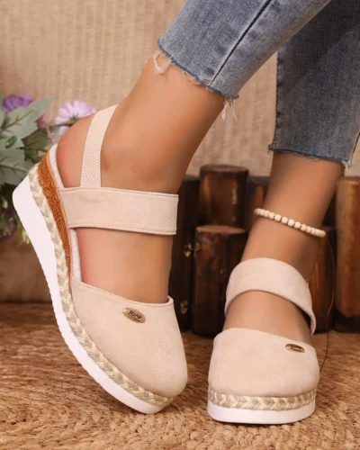 Women Closed Toe Wedge Sandals Women Summer Buckle Strap Gladiator Shoes Woman Fashion Espadrilles Platform Sandalias Mujer