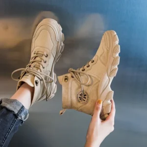 High top fashion sports boots women's walking casual shoes Spring and Autumn British fashion women's short boots hiking shoes