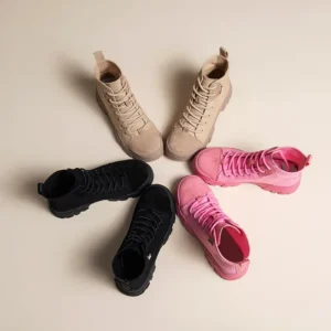 Summer new women's fashionable walking boots, leather breathable ultra-thin hiking boots, thick soled casual sports hiking boots