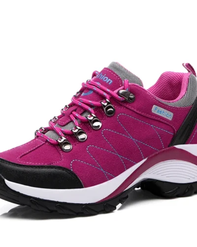 Hot Waterproof Hiking Shoes Women Camping Mountain Shoes Climbing Trekking Sneakers Ladies Non-slip Platform Walking Shoes Women