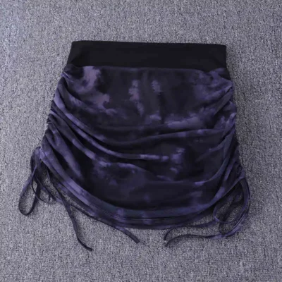 Printed Tie Dyed Mesh Yoga Short Skirt Women Anti Shining Wrap Hip Skirt High Waist Sexy Sports Half Skirt Summer