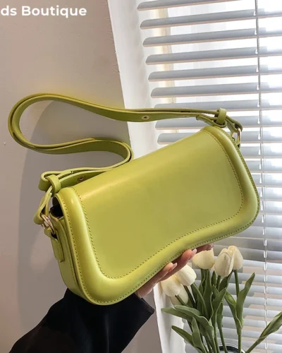MOODS Flap Crossbody Bags For Women Pure Color PU Leather Armpit Shoulder Bag 2023 Latest Fashion Small Saddle Handbags Female