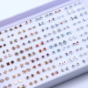36Pairs/Lot Fashion Colorful Rhinestone Stud Earring Women Girls Animal Fruit Piercing Jewelry Wedding Party Gifts Mixed Style