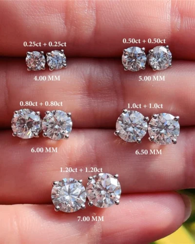CANNER 0.5-1.2 Carat D Color Moissanite Ear Stud Earrings For Women 925 Sterling Silver Sparkling Piercing Earring Fine Jewelry