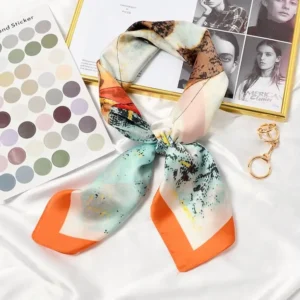 New 70x70cm Women Multifunction Polyester Silk Scarf Lovely Dogs Printed Satin Small Square Wraps Scarves Shawl Animal Shawls