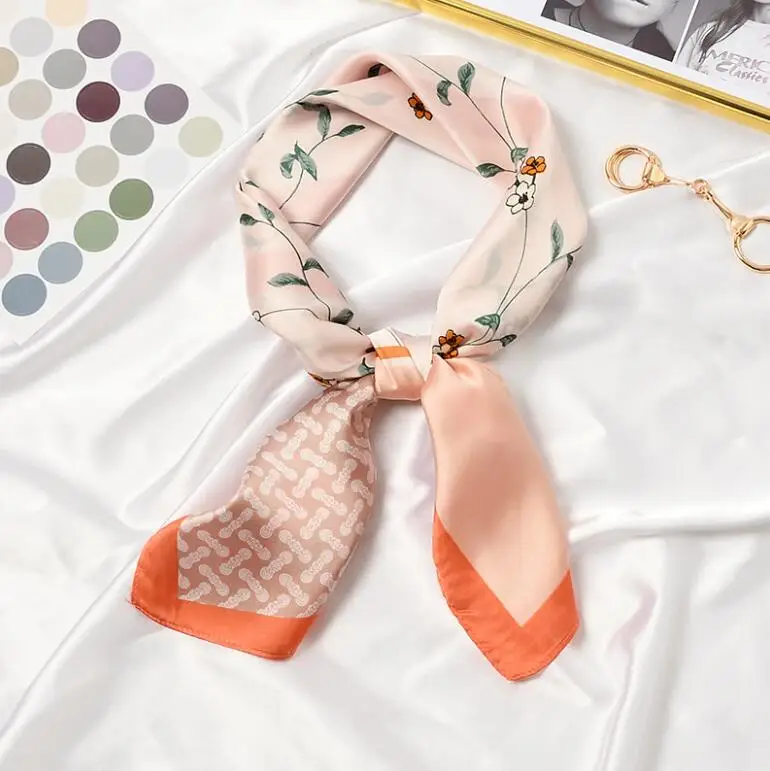 70*70cm Sweet Florals Flowers Print Square Scarf Women Bandana Hairband Lady Head Wraps Female Shawl Fashion Neckerchief - Image 6