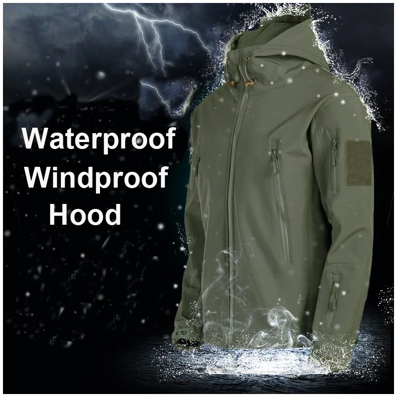 Army SoftShell Tactical Waterproof Jackets Men Hood Coat Military Combat Tracksuit Fishing Hiking Camping Climbing Pant Trousers - Image 2