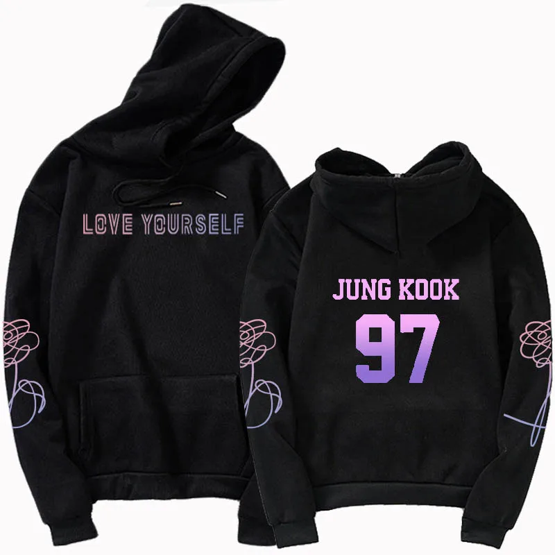 jungkook Unisex hoody kpop jung kook hoodies 97 sweatshirt love yourself KPOP hoody sweatshirt XL for casual harajuku kpop hoody - Image 3