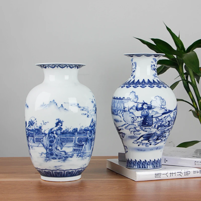 Classic Chinese Blue and White Ceramic Vase Antique Tabletop Porcelain Flower Vase For Hotel Dining Room Decoration - Image 3