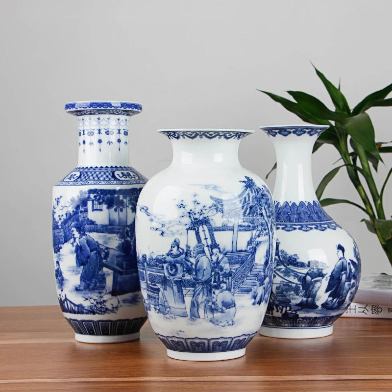 Classic Chinese Blue and White Ceramic Vase Antique Tabletop Porcelain Flower Vase For Hotel Dining Room Decoration - Image 5