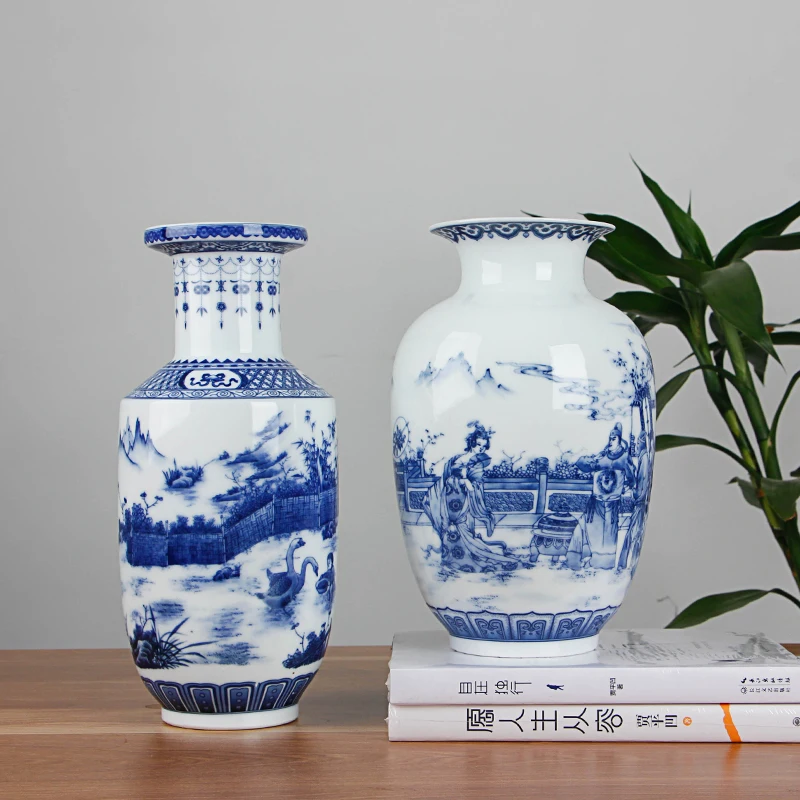 Classic Chinese Blue and White Ceramic Vase Antique Tabletop Porcelain Flower Vase For Hotel Dining Room Decoration - Image 6