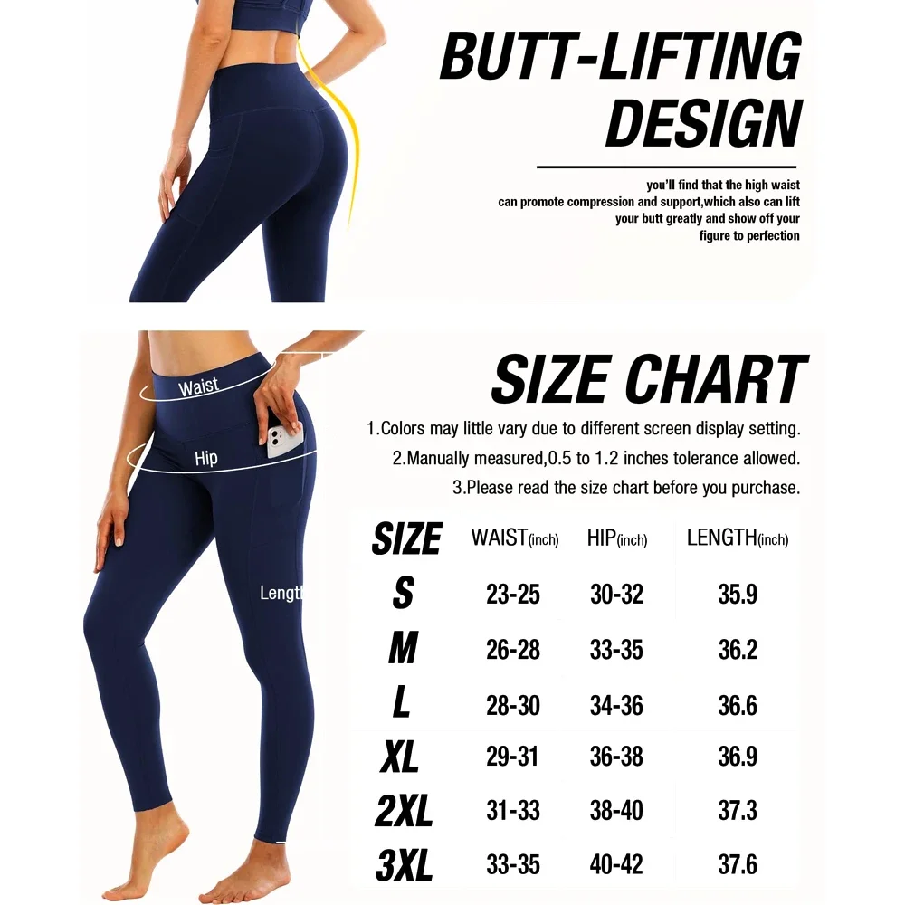 1PC Plus Size Pocket Yoga Pants Women Solid Fitness Sports Leggings High Waist Elastic Gym Tights Female Running Trousers XXXL - Image 6