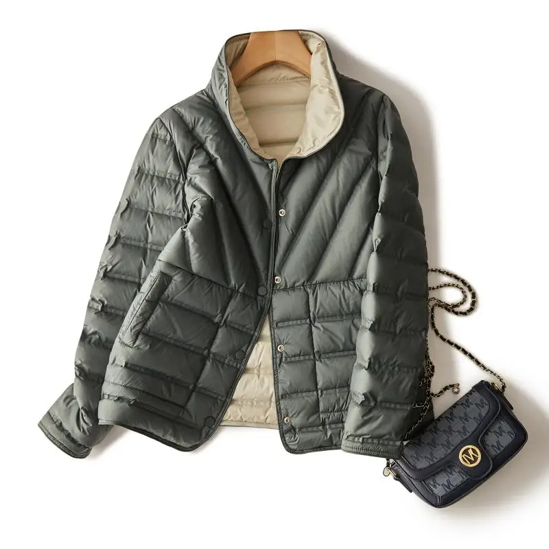 90% White Duck Down Women's Autumn and Winter New 2024 Down Jacket Korean Double-sided Collar Down Jacket Women Warm Jacket - Image 3