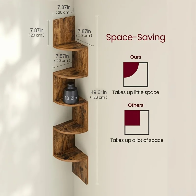 floating shelves for wall, corner shelf,, space-saving, easy installation, suitable for living room,bathroom decor,book shelf - Image 6