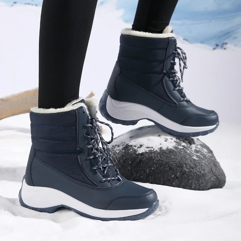 Women's Ankle Boots Winter Unisex High Top Warm Thick Soled Shoes Winter Anti Slip Waterproof Shoes 2025 New Fashion Snow Boots - Image 3