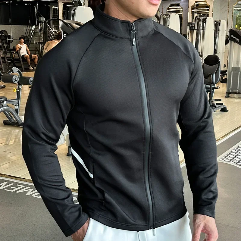 Plus Size Men's Jacket Sports Jersey Zip Up Long Sleeve T-shirts Quick Dry Gym Fitness Elasticity Coats Man Running Sweatshirts - Image 6