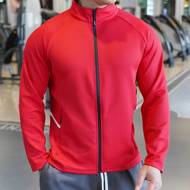 Plus Size Men's Jacket Sports Jersey Zip Up Long Sleeve T-shirts Quick Dry Gym Fitness Elasticity Coats Man Running Sweatshirts - Image 3