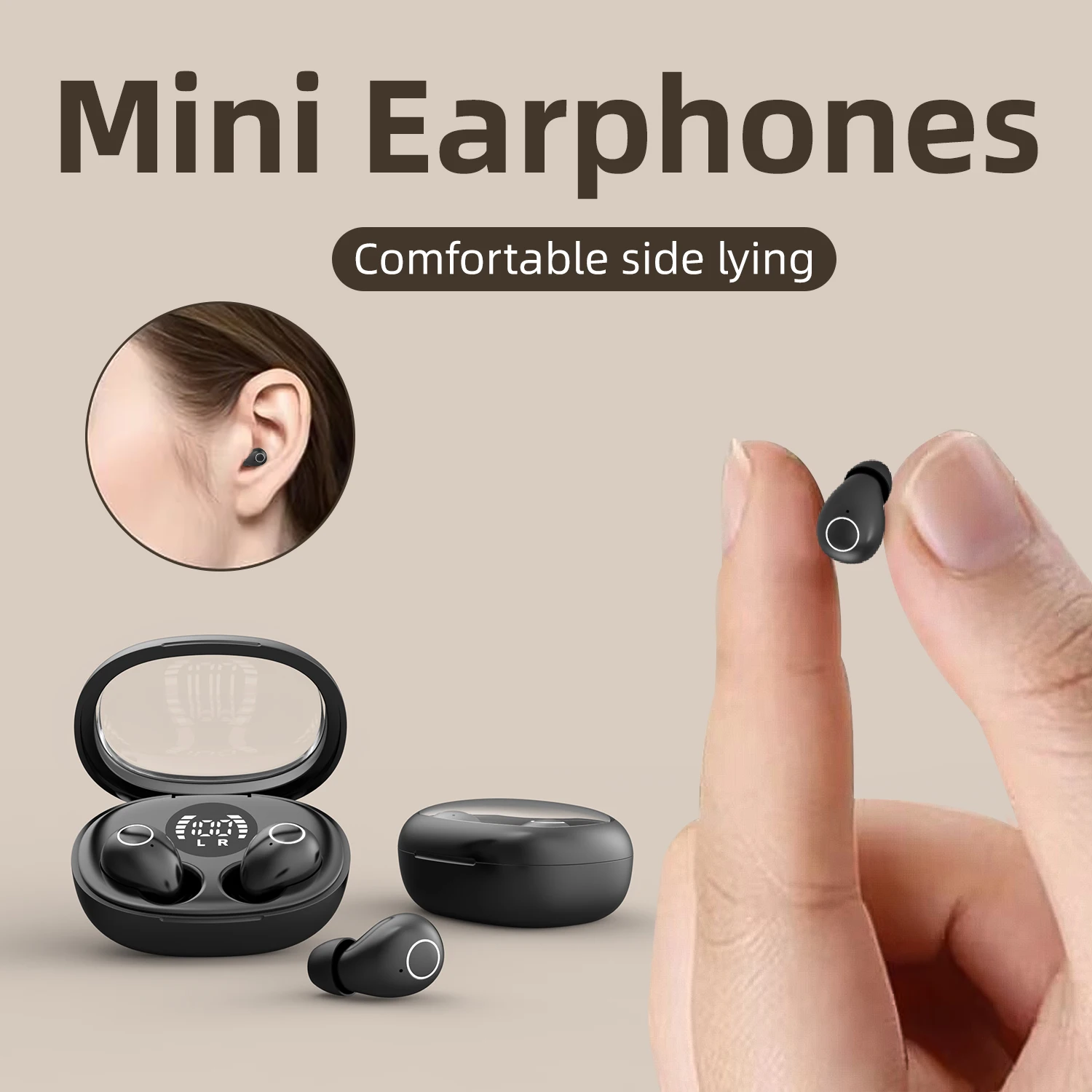 Invisible Sleep Wireless Bluetooth Earphone Headset with Mic,Smallest Tiny Earbuds Hidden Headphones Small Ears Sleep Buds - Image 3