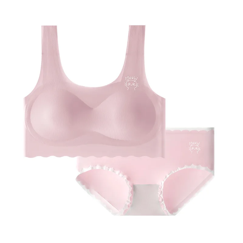 Girls Underwear Suit Junior Students Development Stage Children's Seamless Bras+briefs 2pcs/set Teenager Undershirt Clothing - Image 5