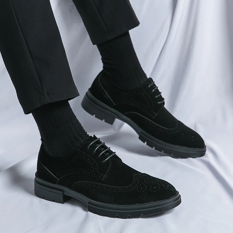 Men Oxford Shoes Comfort Suede Leather Shoes Vintage Slip-on Classic Casual Men Solid Color Shoes Wedding Male Lightweight Shoes - Image 5