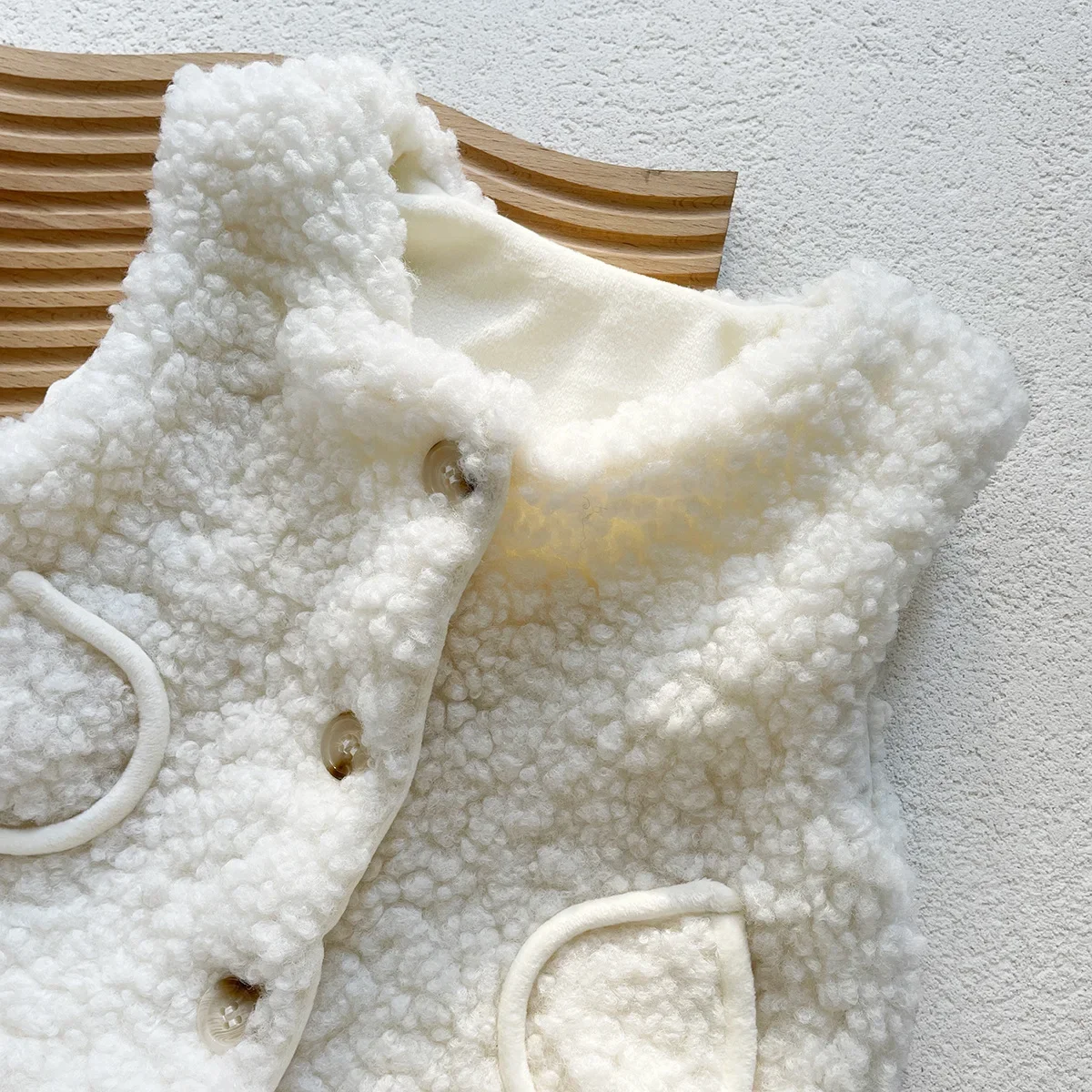 Autumn Winter Baby Lamb Wool Waistcoats For Girls Boys Single Breasted Vests+Hats 2Pcs Sets Thicken Warm Kids Sleeveless Coats - Image 2