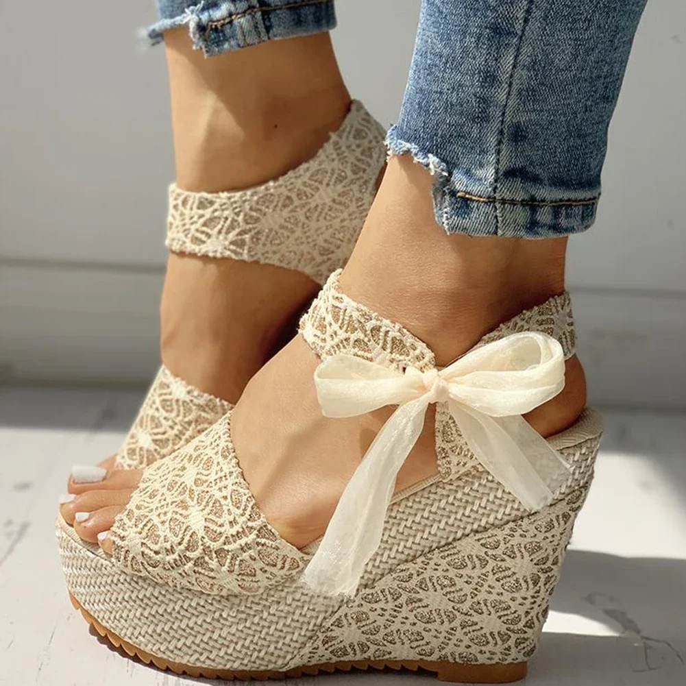 Lace Leisure Women Wedges Heeled Women Shoes 2022 Summer Sandals Party Platform High Heels Shoes Woman - Image 6