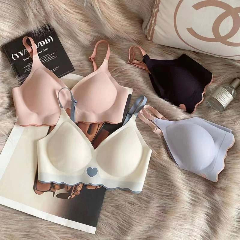 Top Non-marking Women's Bra Without Steel Ring Gathering Anti-sagging Comfortable And Small Women's Underwear Thin Section - Image 3