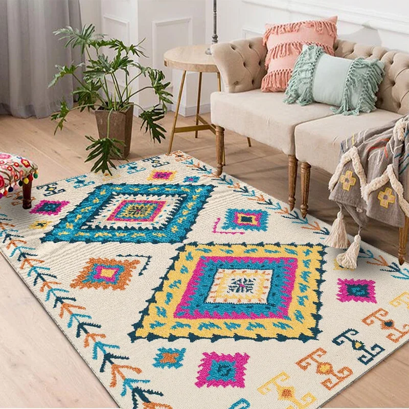 VIKAMA Bohemian Pattern Decorative Carpet Tribal Style Moroccan Luxury Persian Art Multi-style Rug Geometric loop-pile Rug - Image 4