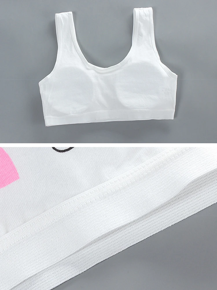 LJMOFA Girls Cute Underwear Set Kids Cotton Sports Training Bra Solid Color Letters Printed Neckline Teenage Briefs Panties B219 - Image 5