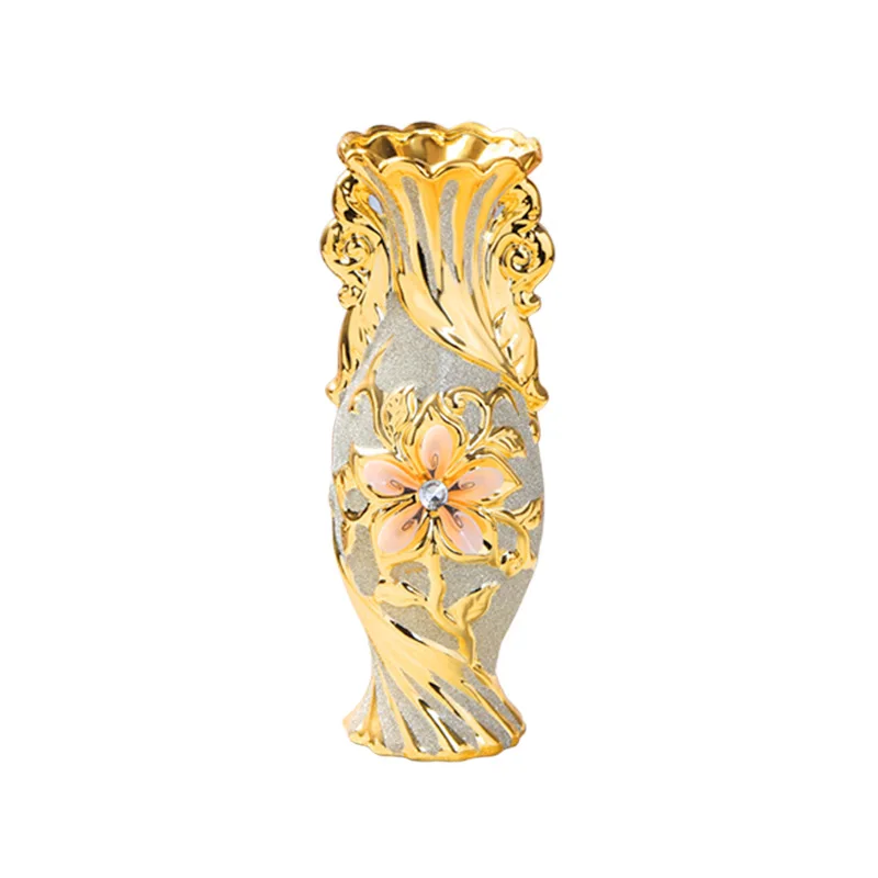 30CM Luxury Europe Gold-Plated Ceramic Vase Home Decor Creative Design Porcelain Decorative Flower Vase For Wedding Decoration - Image 6
