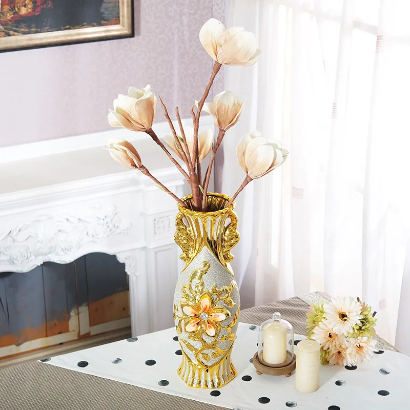 Europe Gold-Plated Ceramic Large Vase Home Decor Creative Design Porcelain Decorative Flower Vase For Wedding Decoration - Image 2