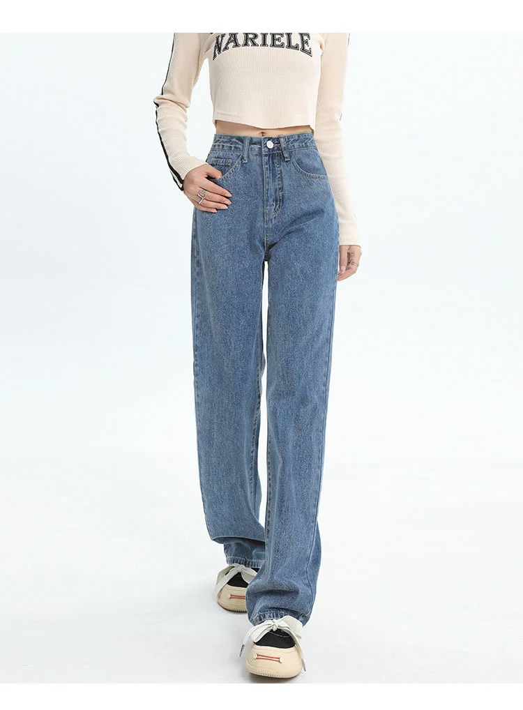 Spring And Summer New High Waisted Slim Jeans For Women Niche Casual Loose Thin Floor Pants Wide Leg Pants Trendy Pants - Image 4