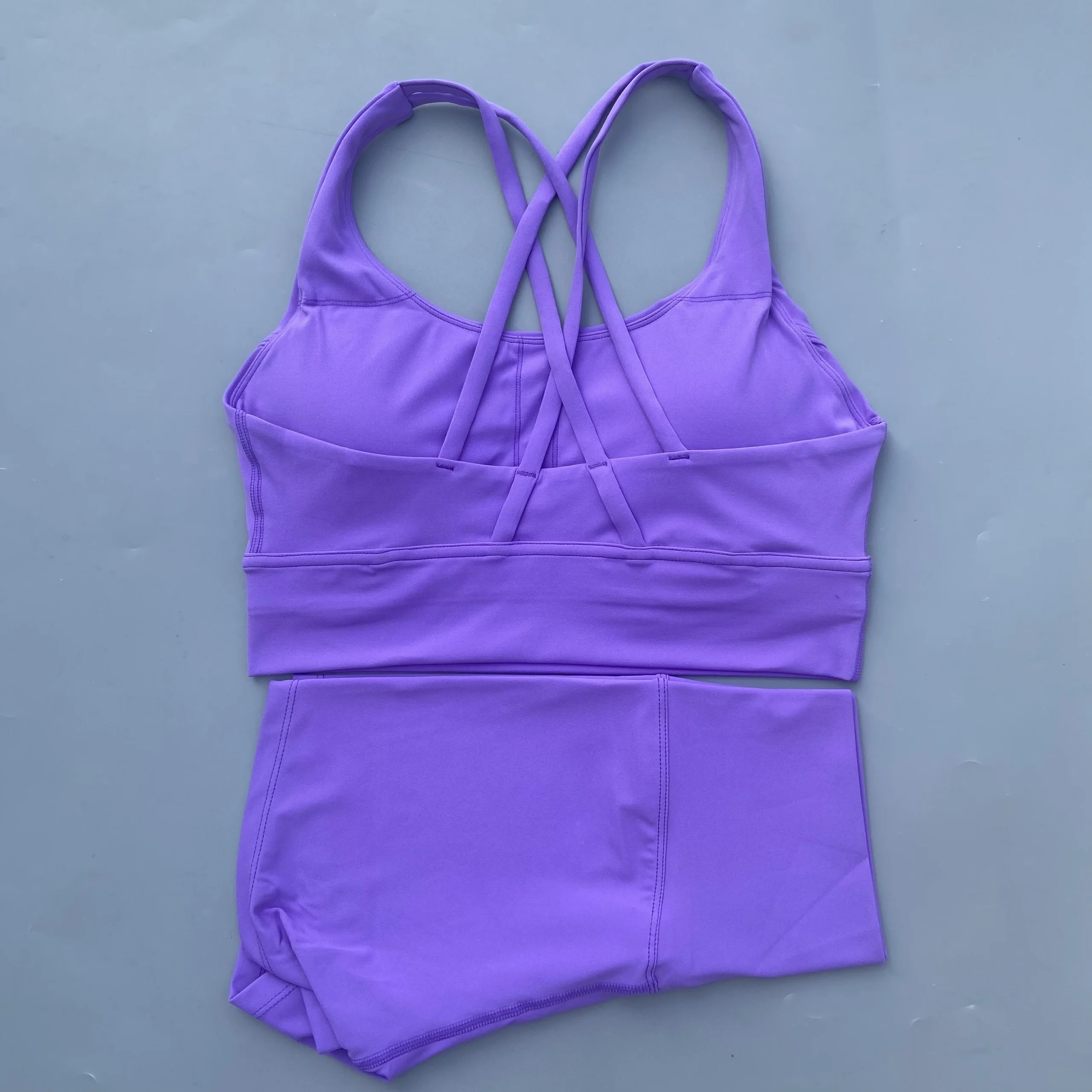 Solid Color gym bike Yoga Set short Legging +cross sport bra Tracksuit Athletic Women Gym Suit Comprehensive Training Jogging - Image 2