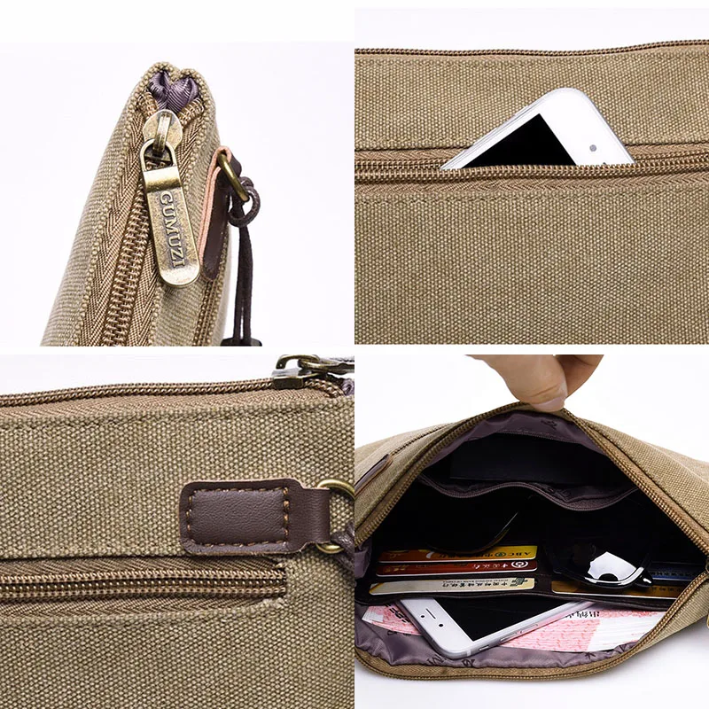 Scione Classic Clutch Bag Male Canvas Wallet Purse for Men Vintage Business Mobile Phone Handbag K201 - Image 4