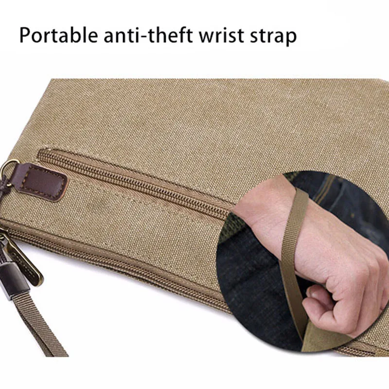 Scione Classic Clutch Bag Male Canvas Wallet Purse for Men Vintage Business Mobile Phone Handbag K201 - Image 5