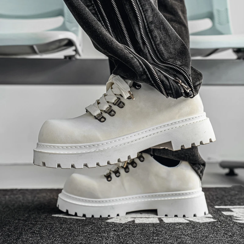 Autumn Men Platform Shoes Suede Leather Work Shoes Male Lace-up High Quality Derby Shoes Casual British Outdoor Business Oxford - Image 4