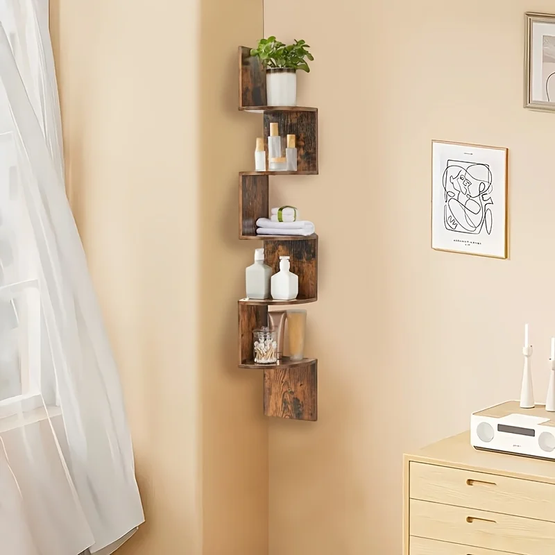 floating shelves for wall, corner shelf,, space-saving, easy installation, suitable for living room,bathroom decor,book shelf - Image 3