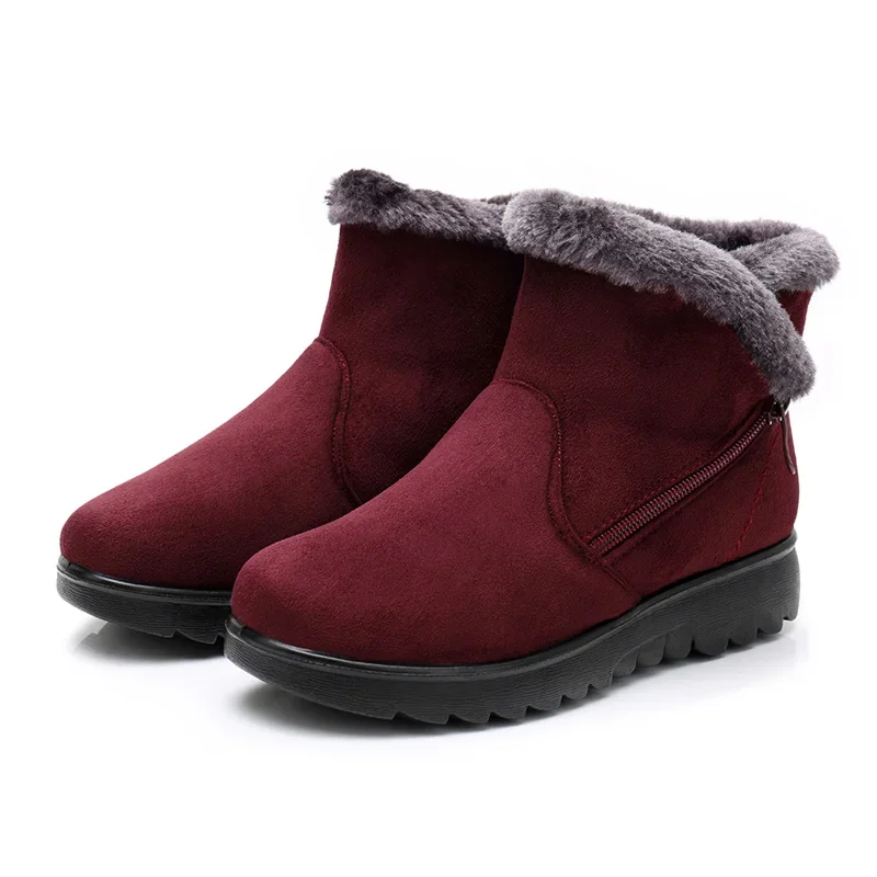 YAERNI Winter Plush Fur Short Warm Snow Boots Plus Size Platform Women's Ankle Boots Zipper Suede Shoes for Women FreeE1242 - Image 2